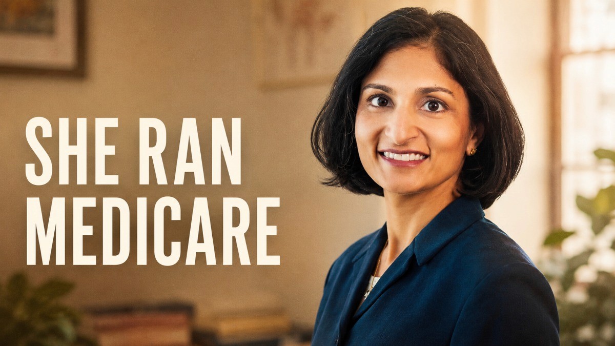 Image of Dr. Meena Seshamani with the caption "She ran medicare" next to her for her appearance on the value health voices podcast