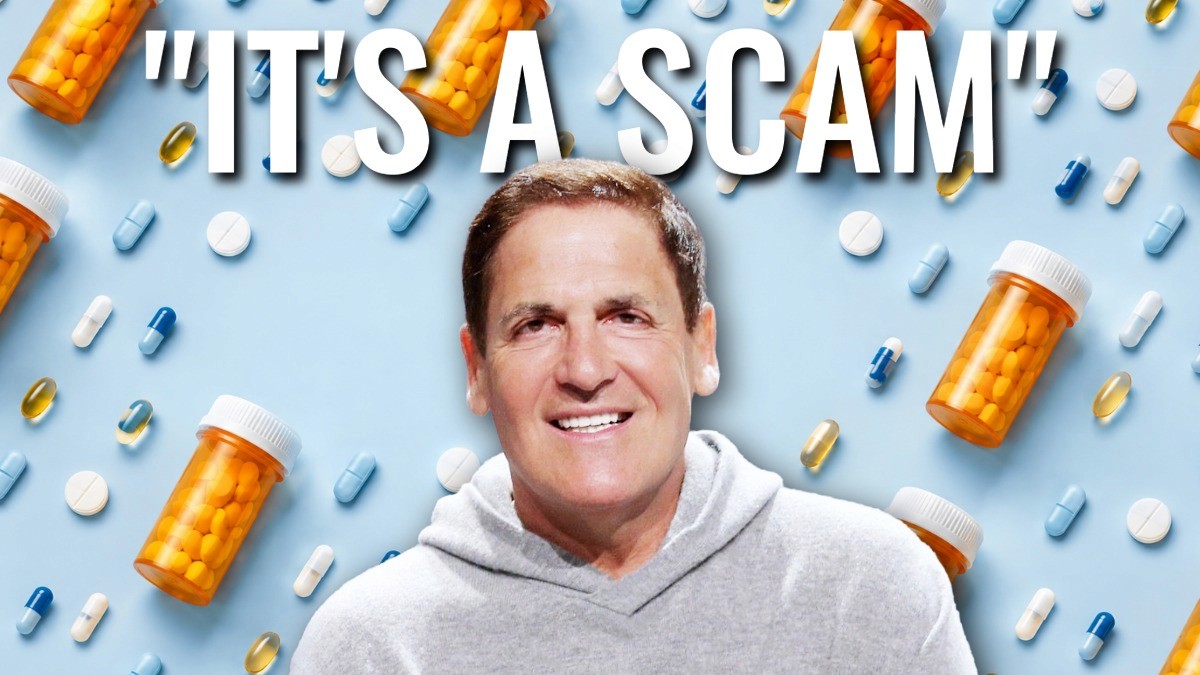 Image of Mark Cuban with the caption "IT'S A SCAM" ABOVE HIM